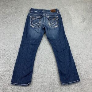 BKE Jeans Womens 27 (26x25 Actual) Blue Culture Stretch Buckle Flap Pockets